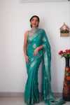 BOLLYWOOD LINEN SLUB WEAVING WORK SAREE WITH UNSTITCHED BLOUSE FESTIVE WEAR WHOLESALE ETHNIC GARMENT (13)