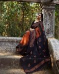 BOLLYWOOD LINEN SLUB WEAVING WORK SAREE WITH UNSTITCHED BLOUSE WHOLESALE PRICE ETHNIC GARMENT (16)