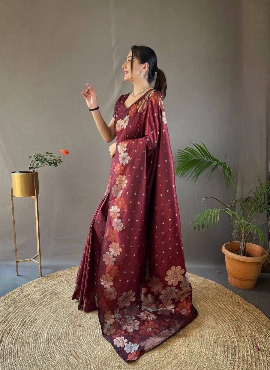 BOLLYWOOD SOFT LICHI SILK JACQUARD SAREE WITH UNSTITCHED BLOUSE PARTY WEAR WHOLESALE PRICE ETHNIC GARMENT (16)