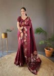BOLLYWOOD SOFT LICHI SILK  JACQUARD SAREE WITH UNSTITCHED BLOUSE