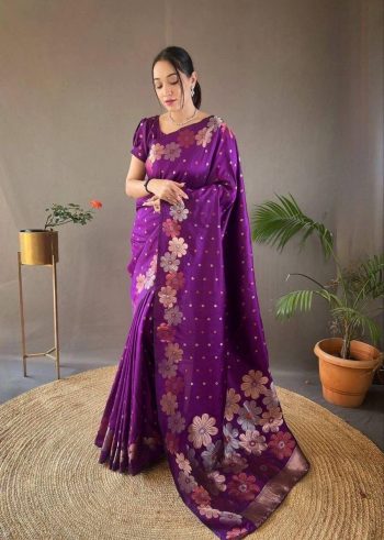 BOLLYWOOD SOFT LICHI SILK  JACQUARD SAREE WITH UNSTITCHED BLOUSE