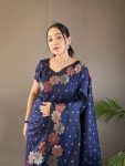 BOLLYWOOD SOFT LICHI SILK JACQUARD SAREE WITH UNSTITCHED BLOUSE PARTY WEAR WHOLESALE PRICE ETHNIC GARMENT (2)