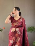 BOLLYWOOD SOFT LICHI SILK JACQUARD SAREE WITH UNSTITCHED BLOUSE PARTY WEAR WHOLESALE PRICE ETHNIC GARMENT (3)