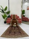 DESIGNER BARBARI SILK THREAD AND SEQUENCE WORK SAREE WITH UNSTITCHED BLOUSE PARTY WEAR WHOLESALE PRICE ETHNIC GARMENT (3)