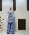 DESIGNER BUTTERFLY NET EMBROIDERY SEQUENCE WORK TOP PALAZZO WITH DUPATTA PARTY WEAR WHOLESALE PRICE ETHNIC GARMENT (3)