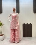 DESIGNER BUTTERFLY NET EMBROIDERY SEQUENCE WORK TOP PALAZZO WITH DUPATTA PARTY WEAR WHOLESALE PRICE ETHNIC GARMENT (2)