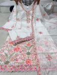 DESIGNER CHANDERI COTTON MULTI COLOR THREAD EMBROIDERY WORK TOP BOTTOM WITH DUPATTA FESTIVE WEAR WHOLESALE PRICE ETHNIC GARMENT (6)