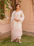 DESIGNER CHANDERI COTTON MULTI COLOR THREAD EMBROIDERY WORK TOP BOTTOM WITH DUPATTA WHITE