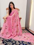 DESIGNER CHIFFON SILK DIGITAL PRINTED VISCOSE THREAD BORDER WORK SAREE WITH UNSTITCHED BLOUSE FESTIVE WEAR WHOLESALE PRICE ETHNIC GARMENT (7)