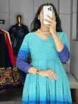 DESIGNER CHIKANKARI COTTON CUT PATTERNS AND PRINTED FADED WORK ONE PIECE CASUAL WEAR WHOLESALE PRICE ETHNIC GARMENT (15)