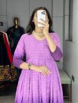 DESIGNER CHIKANKARI COTTON CUT PATTERNS AND PRINTED FADED WORK ONE PIECE CASUAL WEAR WHOLESALE PRICE ETHNIC GARMENT (10)