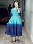 DESIGNER CHIKANKARI COTTON CUT PATTERNS AND PRINTED FADED WORK ONE PIECE  SKY
