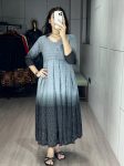 DESIGNER CHIKANKARI COTTON CUT PATTERNS AND PRINTED FADED WORK ONE PIECE  GREY