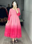 DESIGNER CHIKANKARI COTTON CUT PATTERNS AND PRINTED FADED WORK ONE PIECE  PINK