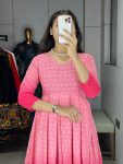 DESIGNER CHIKANKARI COTTON CUT PATTERNS AND PRINTED FADED WORK ONE PIECE CASUAL WEAR WHOLESALE PRICE ETHNIC GARMENT (6)