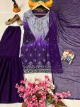 DESIGNER CHINON DIGITAL PRINT WITH ZARI EMBROIDERY SEQUENCE WITH STONE WORK TOP SHARARA WITH DUPATTA FESTIVE WEAR WHOLESALE PRICE ETHNIC GARMENT (10)