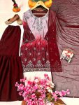 DESIGNER CHINON DIGITAL PRINT WITH ZARI EMBROIDERY SEQUENCE WITH STONE WORK TOP SHARARA WITH DUPATTA FESTIVE WEAR WHOLESALE PRICE ETHNIC GARMENT (2)