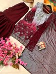 DESIGNER CHINON DIGITAL PRINT WITH ZARI EMBROIDERY SEQUENCE WITH STONE WORK TOP SHARARA WITH DUPATTA FESTIVE WEAR WHOLESALE PRICE ETHNIC GARMENT (2)