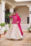 DESIGNER CHINON EMBROIDERY CODING SEQUENCE AND THREAD WORK TOP LEHENGA WITH DUPATTA PARTY WEAR WHOLESALE PRICE ETHNIC GARMENT (5)