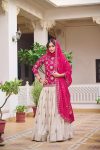 DESIGNER CHINON EMBROIDERY CODING SEQUENCE AND THREAD WORK TOP LEHENGA WITH DUPATTA PARTY WEAR WHOLESALE PRICE ETHNIC GARMENT (5)