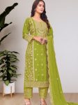 DESIGNER CHINON EMBROIDERY SEQUENCE WORK TOP BOTTOM WITH DUPATTA PARTY WEAR WHOLESALE PRICE ETHNIC GARMENT (3)