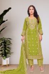 DESIGNER CHINON EMBROIDERY SEQUENCE WORK TOP BOTTOM WITH DUPATTA PARTY WEAR WHOLESALE PRICE ETHNIC GARMENT (3)