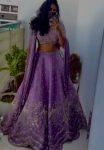 DESIGNER CHINON EMBROIDERY THREAD AND SEQUENCE WORK LEHENGA CHOLI WITH DUPATTA LAVENDER