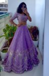 DESIGNER CHINON EMBROIDERY THREAD AND SEQUENCE WORK LEHENGA CHOLI WITH DUPATTA FESTIVE WEAR WHOLESALE PRICE ETHNIC GARMENT (2)