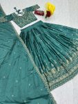 DESIGNER CHINON EMBROIDERY THREAD WORK LEHENGA CHOLI WITH DUPATTA WEDDING WEAR WHOLESALE PRICE ETHNIC GARMENT (5)