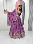 DESIGNER CHINON EMBROIDERY THREAD WORK LEHENGA CHOLI WITH DUPATTA WEDDING WEAR WHOLESALE PRICE ETHNIC GARMENT (2)