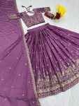 DESIGNER CHINON EMBROIDERY THREAD WORK LEHENGA CHOLI WITH DUPATTA WEDDING WEAR WHOLESALE PRICE ETHNIC GARMENT (2)