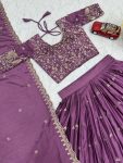 DESIGNER CHINON EMBROIDERY THREAD WORK LEHENGA CHOLI WITH DUPATTA WEDDING WEAR WHOLESALE PRICE ETHNIC GARMENT (2)