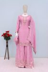 DESIGNER CHINON EMBROIDERY WORK TOP PALAZZO WITH DUPATTA FESTIVE WEAR WHOLESALE PRICE ETHNIC GARMENT (4)