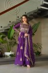 DESIGNER CHINON SEQUENCE MULTI AND BEADS EMBROIDERY WORK GOWN WITH DUPATTA PARTY WEAR WHOLESALE PRICE ETHNIC GARMENT (10)