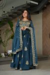 DESIGNER CHINON SEQUENCE MULTI AND BEADS EMBROIDERY WORK GOWN WITH DUPATTA PARTY WEAR WHOLESALE PRICE ETHNIC GARMENT (3)