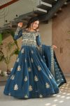 DESIGNER CHINON SEQUENCE MULTI AND BEADS EMBROIDERY WORK GOWN WITH DUPATTA PARTY WEAR WHOLESALE PRICE ETHNIC GARMENT (3)