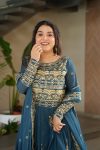 DESIGNER CHINON SEQUENCE MULTI AND BEADS EMBROIDERY WORK GOWN WITH DUPATTA PARTY WEAR WHOLESALE PRICE ETHNIC GARMENT (3)