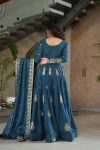 DESIGNER CHINON SEQUENCE MULTI AND BEADS EMBROIDERY WORK GOWN WITH DUPATTA PARTY WEAR WHOLESALE PRICE ETHNIC GARMENT (3)