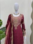 DESIGNER CHINON SILK CODING EMBROIDERY MOTI WORK TOP SHARARA WITH DUPATTA FESTIVE WEAR WHOLESALE PRICE ETHNIC GARMENT (2)