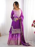 DESIGNER CHINON SILK CODING EMBROIDERY MOTI WORK TOP SHARARA WITH DUPATTA FESTIVE WEAR WHOLESALE PRICE ETHNIC GARMENT (2)