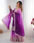 DESIGNER CHINON SILK CODING EMBROIDERY MOTI WORK TOP SHARARA WITH DUPATTA FESTIVE WEAR WHOLESALE PRICE ETHNIC GARMENT (2)