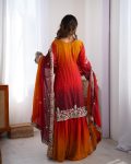 DESIGNER CHINON SILK CODING EMBROIDERY MOTI WORK TOP SHARARA WITH DUPATTA FESTIVE WEAR WHOLESALE PRICE ETHNIC GARMENT (6)