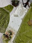 DESIGNER CHINON SILK EMBROIDERY AND SEQUENCE WITH STONE HAND WORK TOP SHARARA WITH DUPATTA FESTIVE WEAR WHOLESALE PRICE ETHNIC GARMENT(47)