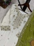 DESIGNER CHINON SILK EMBROIDERY AND SEQUENCE WITH STONE HAND WORK TOP SHARARA WITH DUPATTA FESTIVE WEAR WHOLESALE PRICE ETHNIC GARMENT(47)