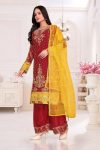 DESIGNER CHINON SILK EMBROIDERY SEQUENCE AND HAND STONE WORK TOP PALAZZO WITH DUPATTA FESTIVE WEAR WHOLESALE PRICE ETHNIC GARMENT (6)