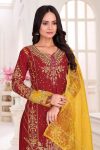 DESIGNER CHINON SILK EMBROIDERY SEQUENCE AND HAND STONE WORK TOP PALAZZO WITH DUPATTA FESTIVE WEAR WHOLESALE PRICE ETHNIC GARMENT (6)