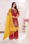 DESIGNER CHINON SILK EMBROIDERY SEQUENCE AND HAND STONE WORK TOP PALAZZO WITH DUPATTA FESTIVE WEAR WHOLESALE PRICE ETHNIC GARMENT (6)