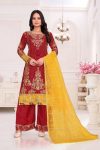 DESIGNER CHINON SILK EMBROIDERY SEQUENCE AND HAND STONE WORK TOP PALAZZO WITH DUPATTA FESTIVE WEAR WHOLESALE PRICE ETHNIC GARMENT (6)