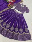 DESIGNER CHINON SILK EMBROIDERY SEQUENCE WORK LEHENGA CHOLI WITH DUPATTA WEDDING WEAR WHOLESALE PRICE ETHNIC GARMENT (2)
