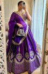 DESIGNER CHINON SILK EMBROIDERY SEQUENCE WORK LEHENGA CHOLI WITH DUPATTA PURPLE